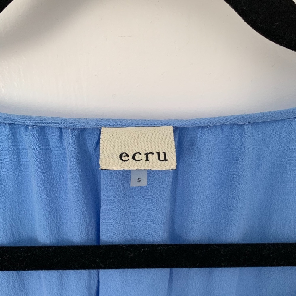 ecru silk blue pastel blouse - Small - Picture 2 of 2